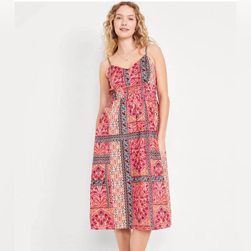 Old Navy Waist Defined Cami Midi Dress Sz M